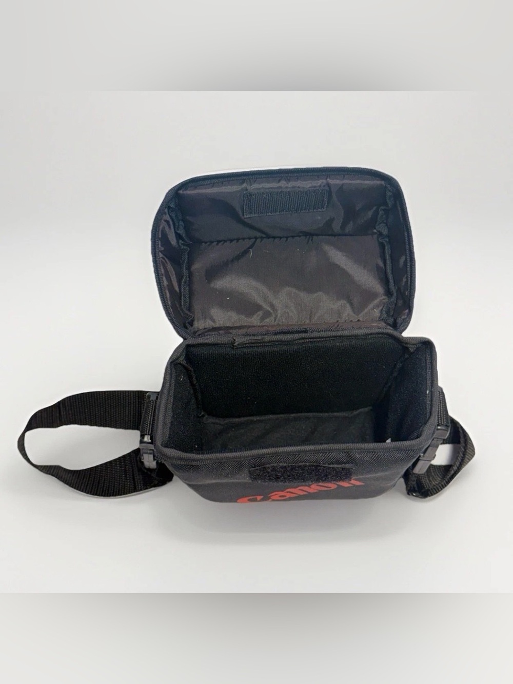 90s Vintage CANON Logo Small Shoulder Camera Bag Blk Soft Padded RARE Belt Loop - Picture 3 of 5